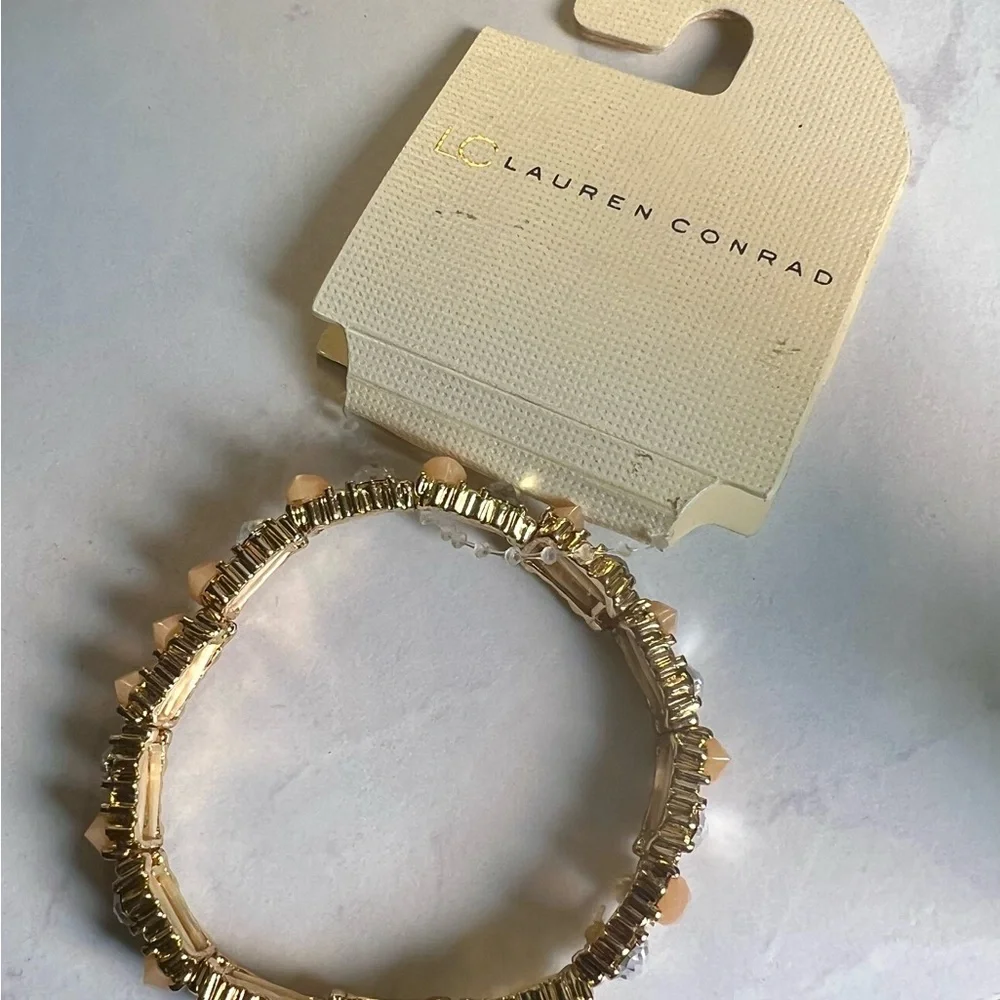 NWT LC Lauren Conrad Peach and Rhinestone Bracelet